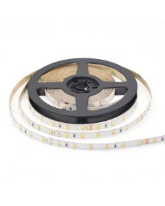 CLEANLIFE 6500K LED Tape Light (60LEDs/M. 6000K. 24V. 8MM width. IP20. 12W/M. 5M/PCS. 12in leads with DC plug leads)